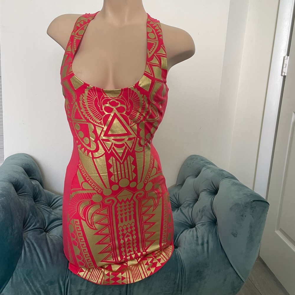 2B Bebe Tank Coral Print Minidress M NWT